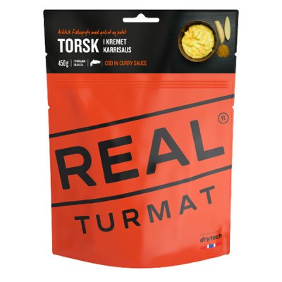 Real Turmat |-Kabeljau in cremiger Currysauce | Gefriergetrocknete Lebensmittel | 96g