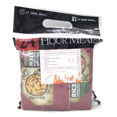 24 Hour Meals | Adventure pack Leichtes Meny 1 Glutenfrei | Gefriergetrocknete Lebensmittel | 900g