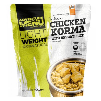Adventure Menu | Hühnerfleisch Korma mit Basmatireis Große Portion | Gefriergetrocknete Lebensmittel | 173g