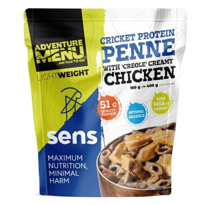 Adventure Menu | Cricket Protein Penne with ´Creole´ Creamy Chicken | Gefriergetrocknete Lebensmittel
