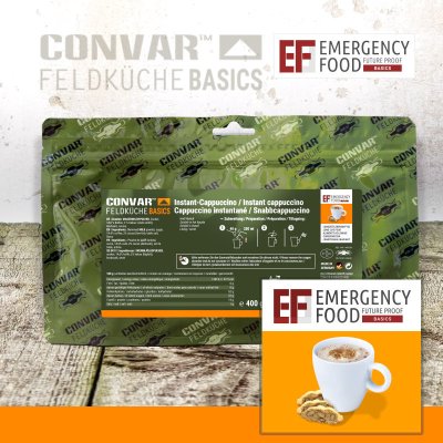 Convar Emergency Food | Basic Instant Cappuccino | Gefriergetrocknete Lebensmittel | 400g