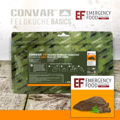 Convar Emergency Food | Basic Rindfleisch in Scheiben | Gefriergetrocknete Lebensmittel | 230g