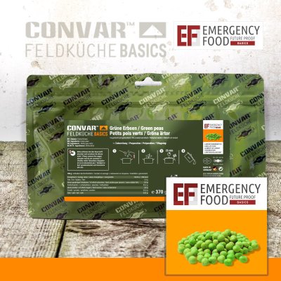 Convar Emergency Food | Notfallnahrung Grüne Erbsen | Gefriergetrocknete Lebensmittel | 370g