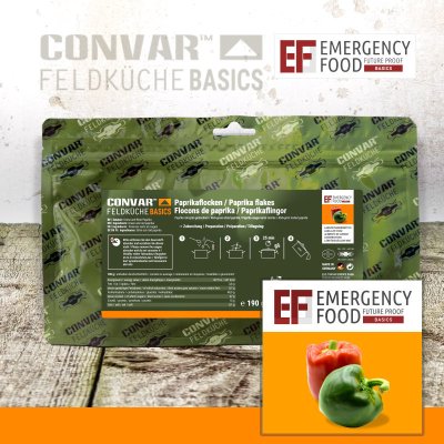 Convar Emergency Food | Emergency Rote und grüne Paprika | Gefriergetrocknete Lebensmittel | 190g