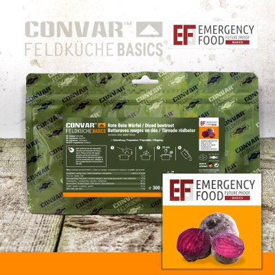 Convar Emergency Food | Emergency Rote-Bete-Würfel | Gefriergetrocknete Lebensmittel | 300g