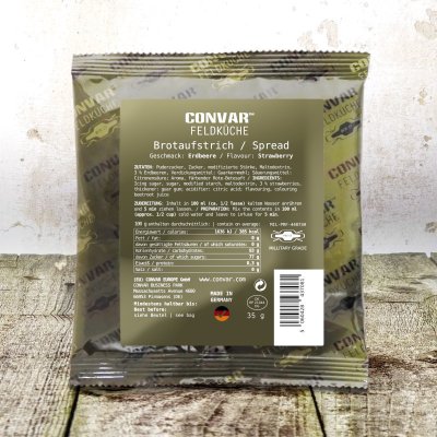 Convar Emergency Food | Notfallnahrung Erdbeerkonfitüre 35g 10 Jahre haltbar | Grundnahrungsmittel | 35g