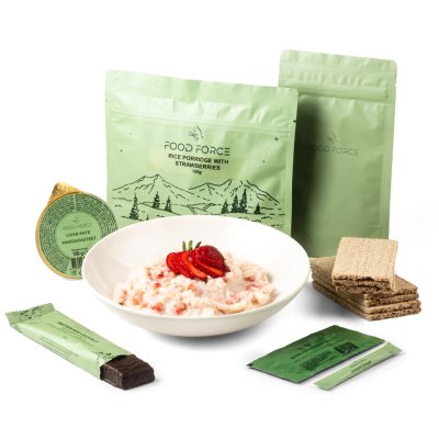 Food Force | Reisbrei mit Erdbeeren – Frühstücksration | Gefriergetrocknete Lebensmittel | 264 g
