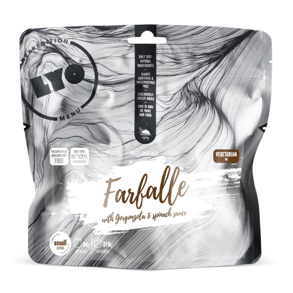 LyoFood | Farfalle mit Gorgonzola & Spinatsoße | Gefriergetrocknete Lebensmittel | 94g