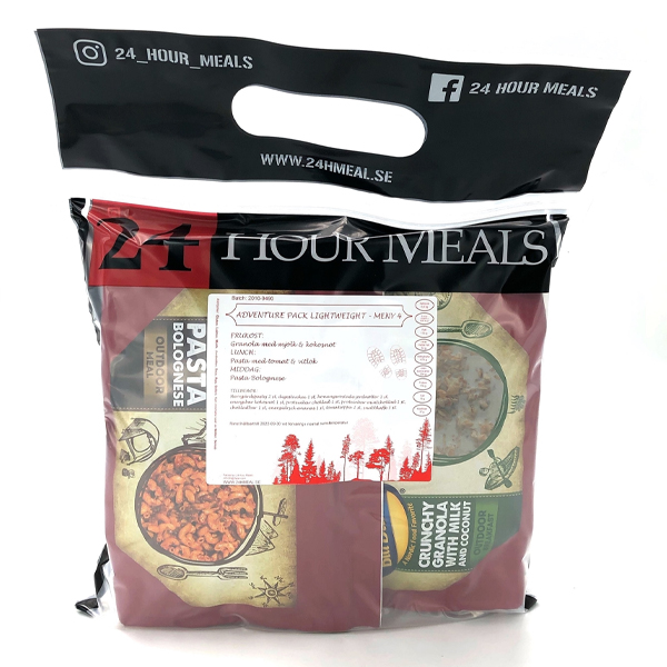 24 Hour Meals | Adventure pack Lightweight Meny 4 | Frystorkad mat | 900g