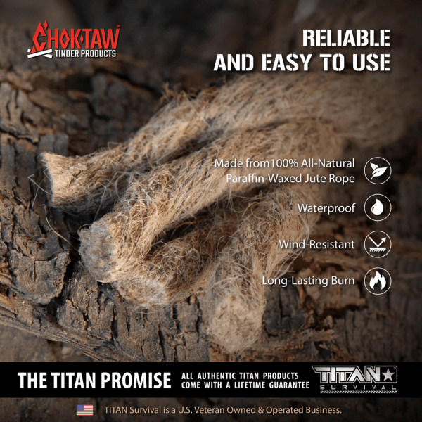 Titan Survival Choktaw Zunderstäbe aus gewachstem Juteseil