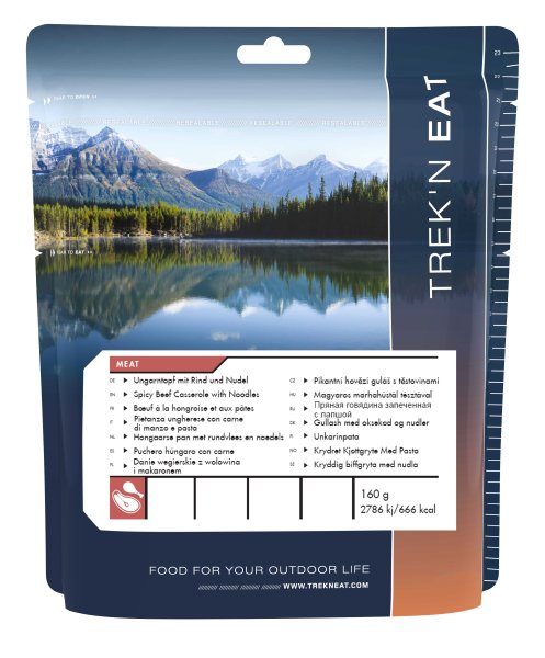 Trek`n Eat | Würziger Rindfleisch-Auflauf mit Nudeln | Gefriergetrocknete Lebensmittel | 160g