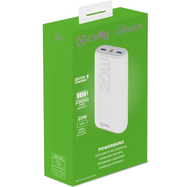 Celly Portable PowerBank 20000 mAh Weiß