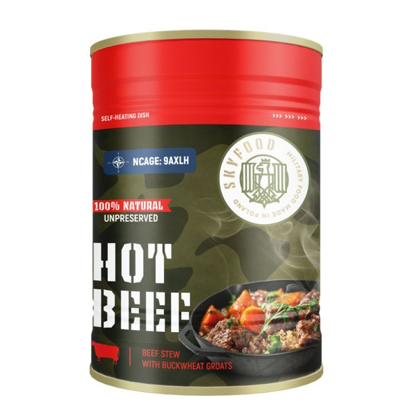 Sky Food | Heißes Rindfleisch Selbstheizende Dose | MRE | 400g