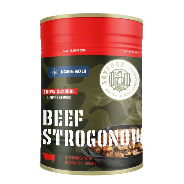 Sky Food | Rindfleisch Stroganow Selbstheizende Dose | MRE | 400g
