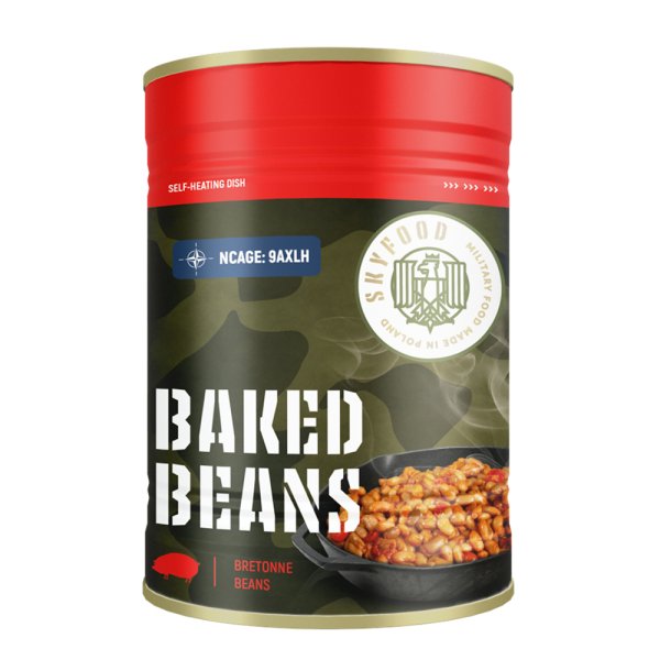 Sky Food | Baked Beans With Sasuage selvoppvarmende hermetikk | MRE | 400g