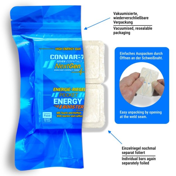 Convar Emergency Food | NextGen Energy Bar Pocket Energy Booster 10 Jahre haltbar | 120g