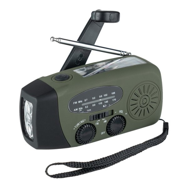 Kurbelradio mit Solarzellen & 2000 mAh Powerbank