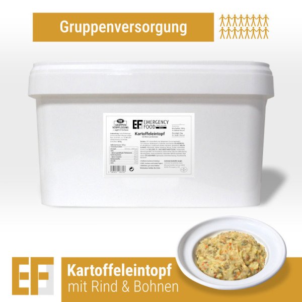 Convar Notfallnahrung | Kartoffelauflauf mit Rindfleisch und Bohnen | Gefriergetrocknete Lebensmittel | Mahlzeitenpaket | 5000g