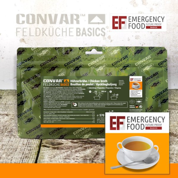 Convar Emergency Food | Basic Chicken Broth | Frysetørket mat | 570g
