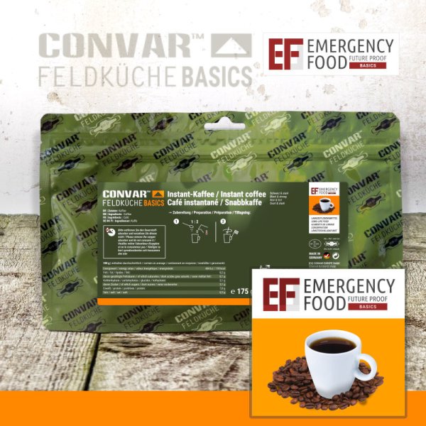 Convar Emergency Food | Instantkaffee | Gefriergetrocknete Lebensmittel | 175g