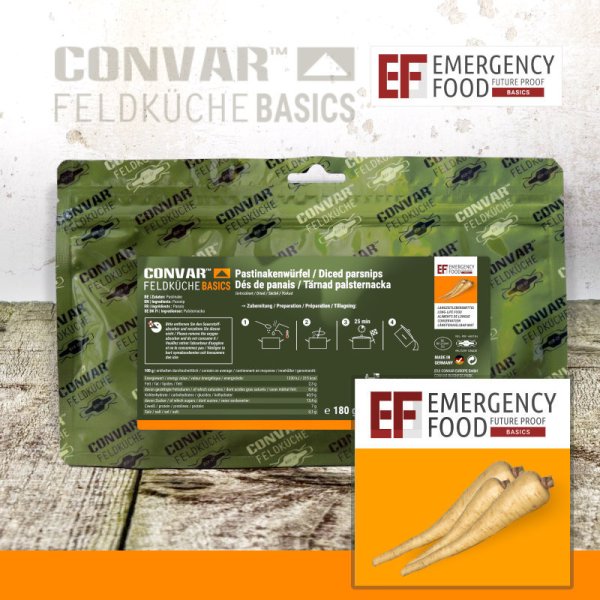 Convar Emergency Food | Emergency Parsnip cubes | Frysetørket mat | 180g