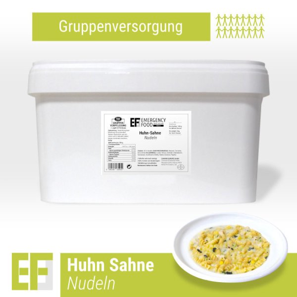 Convar Notfallnahrung | Rahmnudeln mit Huhn und Spinat | Gefriergetrocknete Nahrung | Mahlzeitenpaket | 3750g