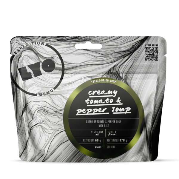 LyoFood | Cream of tomato & pepper soup with rice | Frysetørket mat | 60g