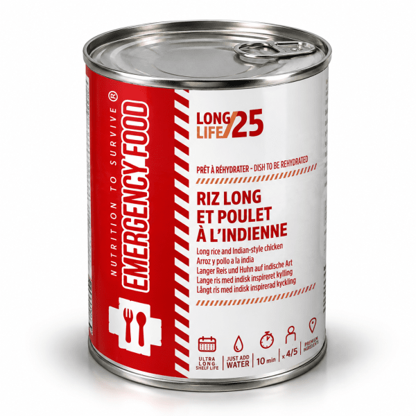 NTS Emergency Food | Langer Reis und Huhn nach indischer Art | Gefriergetrocknete Lebensmittel | 1800g