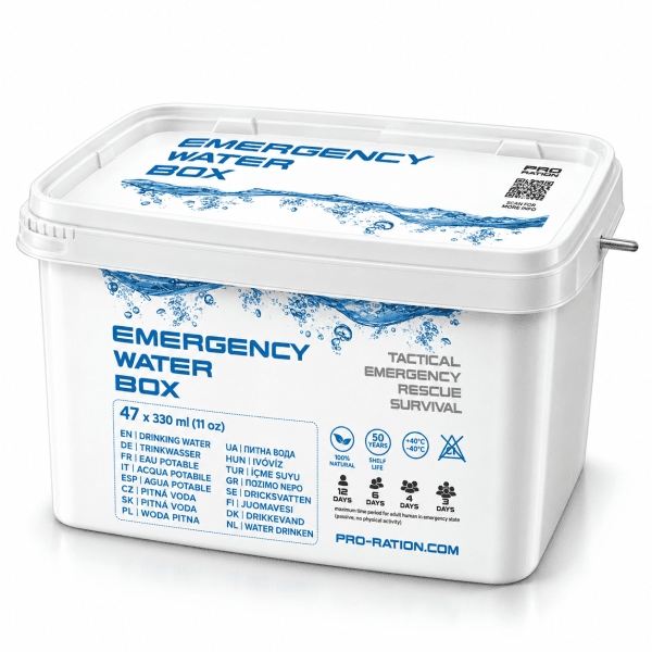 Pro Ration | Emergency Water Box | 50 Jahre Haltbarkeit | 15500g